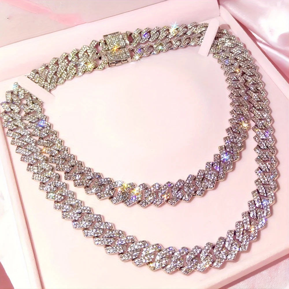 Men's Silver Square Cuban Link Chain Necklace