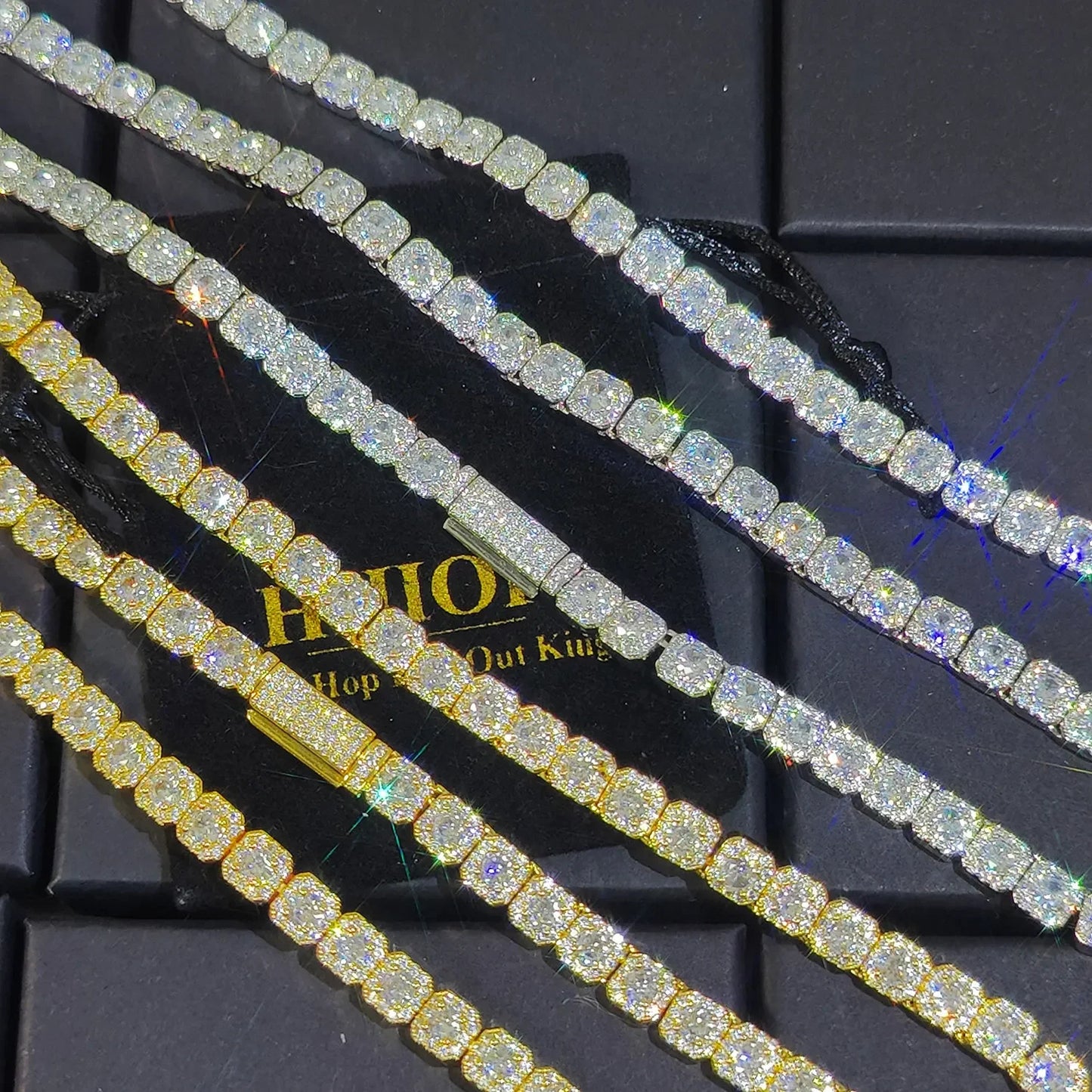 Clustered Tennis Chain Cuban Link Necklace With CZ