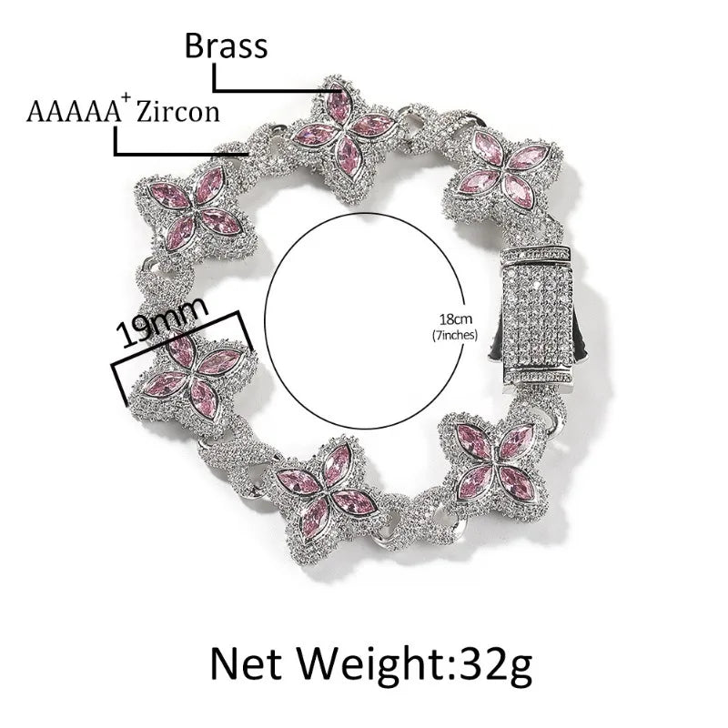 Floral Zircon Chain Bracelet – Colorful Crystal Jewelry