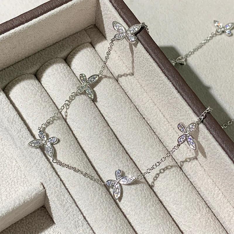 Moissanite Butterfly Pendant Necklace In Sterling Silver