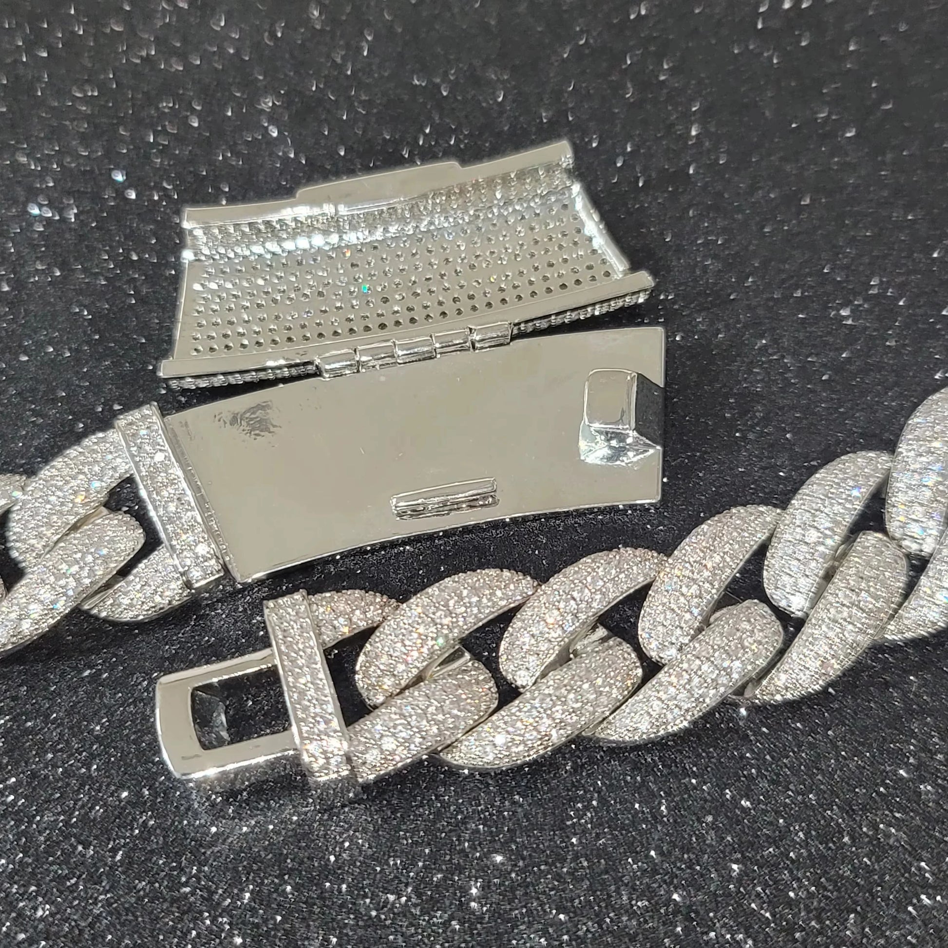 Men's Iced Out Cuban Link Moon Pendant Necklace