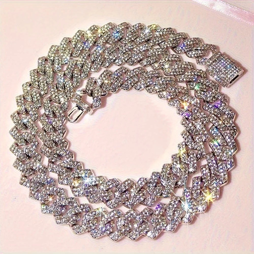 Men's Silver Square Cuban Link Chain Necklace