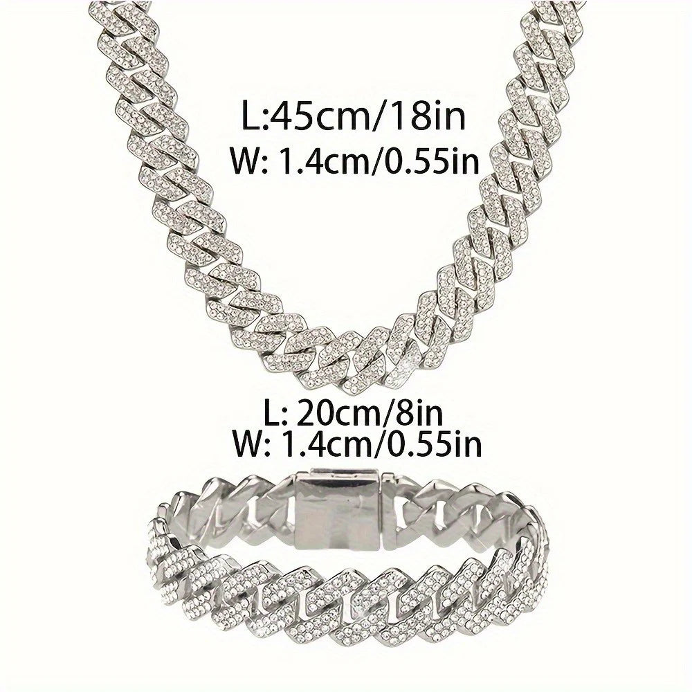 Men's Silver Square Cuban Link Chain Necklace