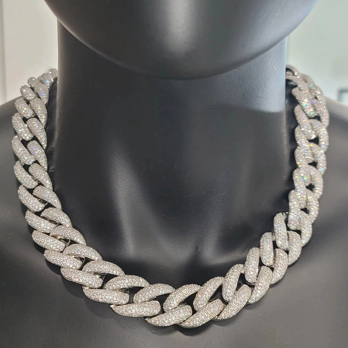 Men's Iced Out Cuban Link Moon Pendant Necklace