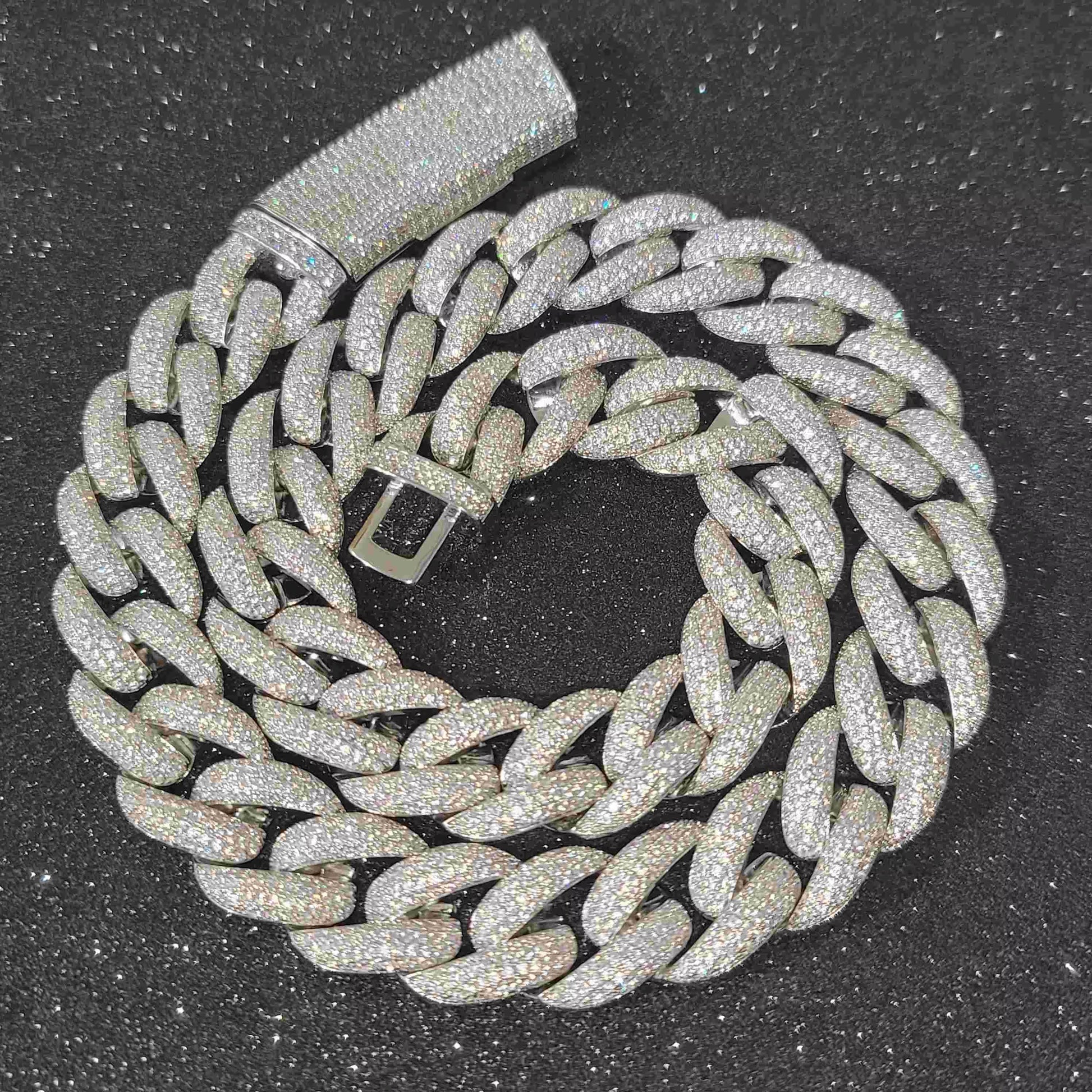 Men's Iced Out Cuban Link Moon Pendant Necklace