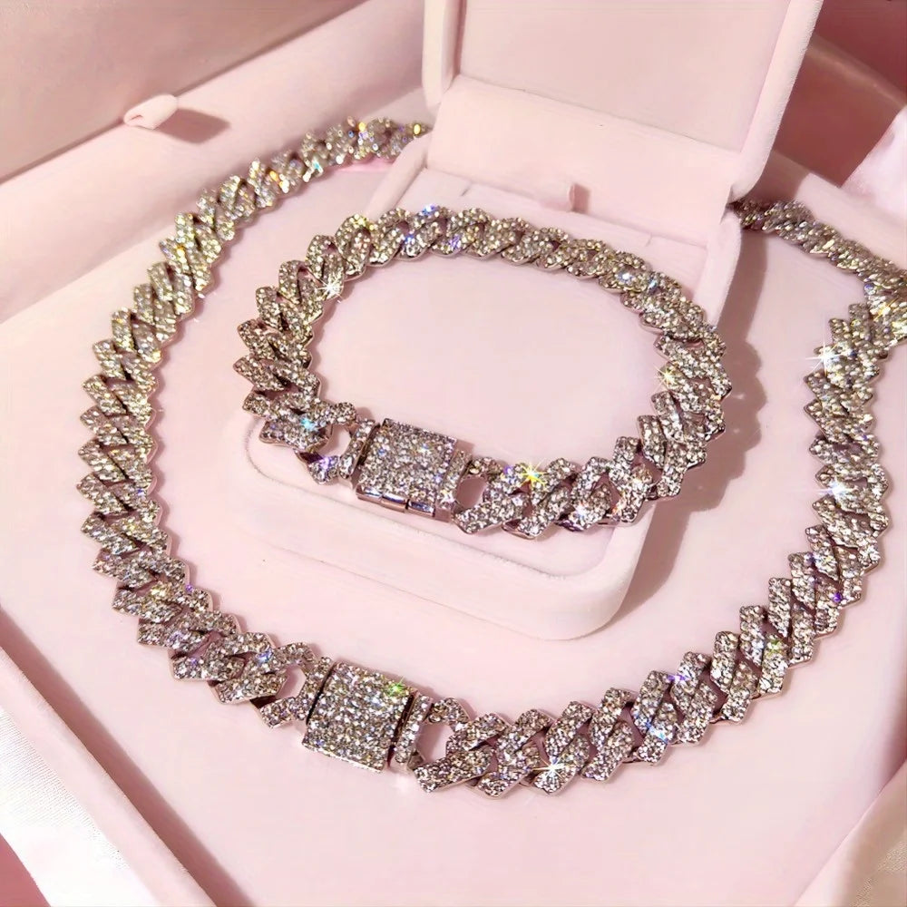 Men's Silver Square Cuban Link Chain Necklace
