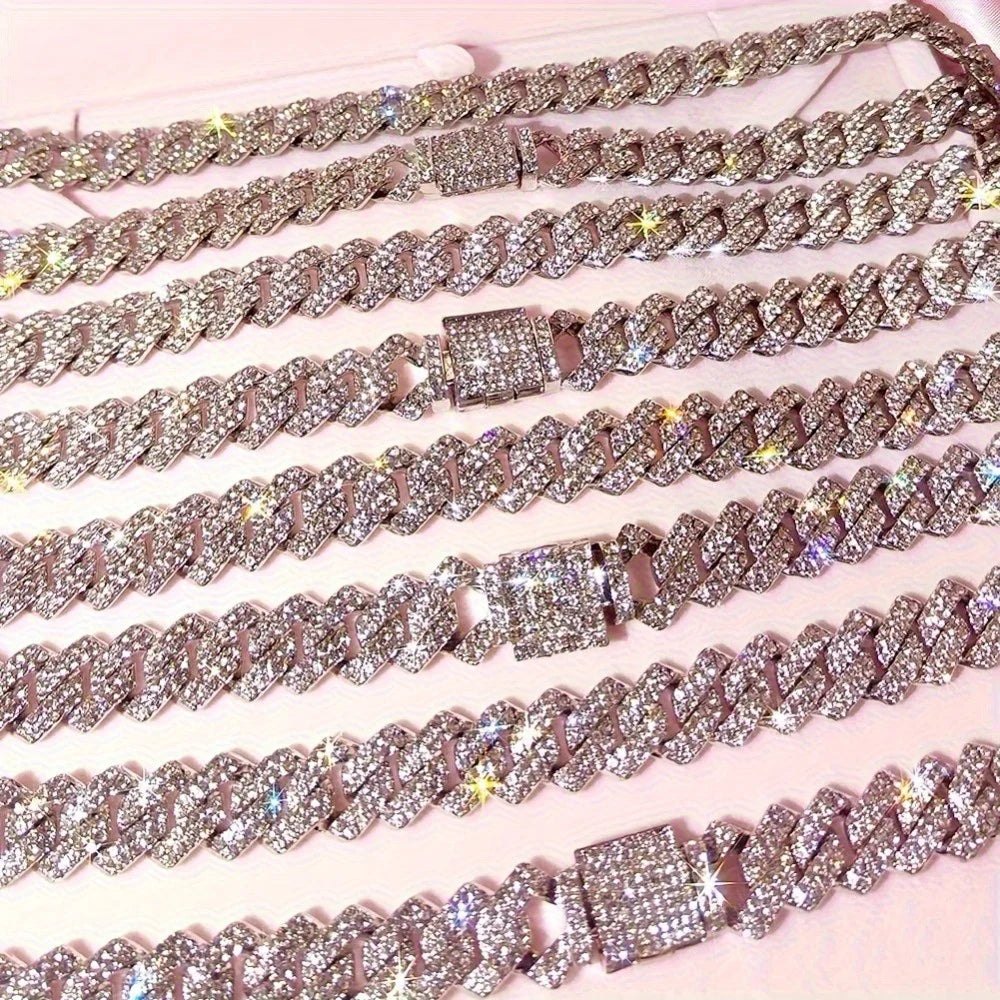 Men's Silver Square Cuban Link Chain Necklace
