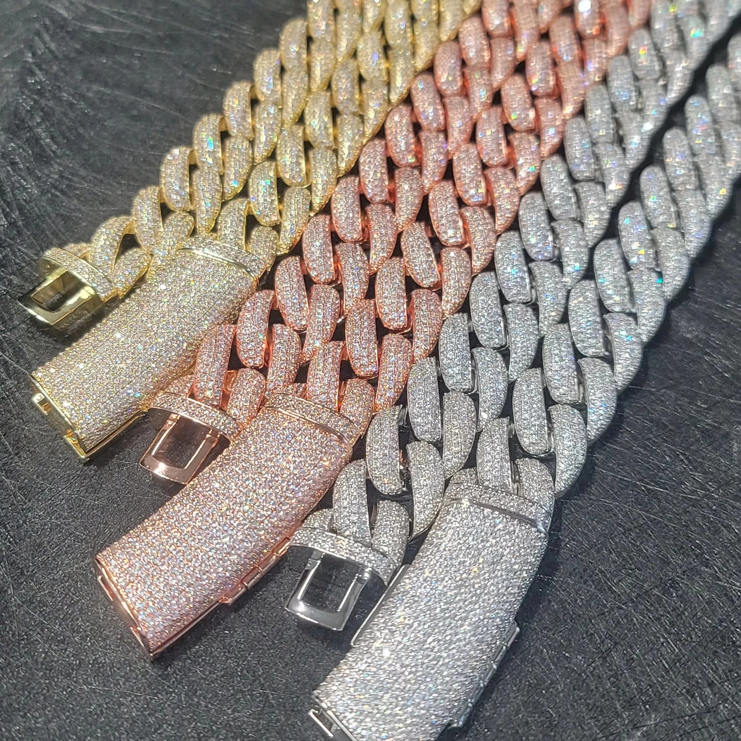 Men's Iced Out Cuban Link Moon Pendant Necklace