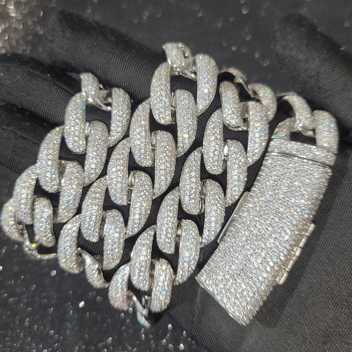 Men's Iced Out Cuban Link Moon Pendant Necklace