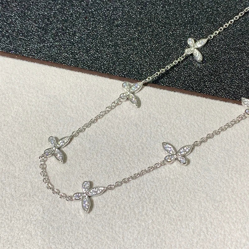 Moissanite Butterfly Pendant Necklace In Sterling Silver