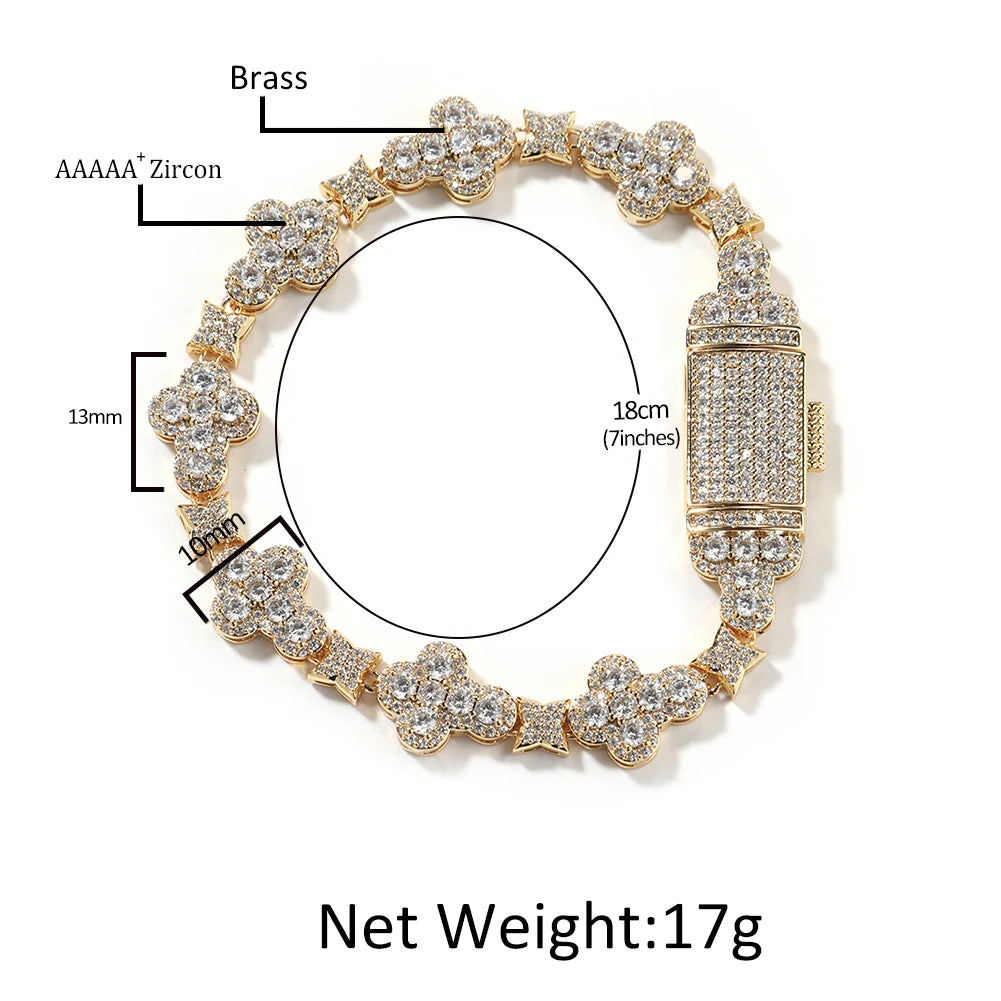 Iced Out Tennis Chain Necklace With Star Or Cross Pendants