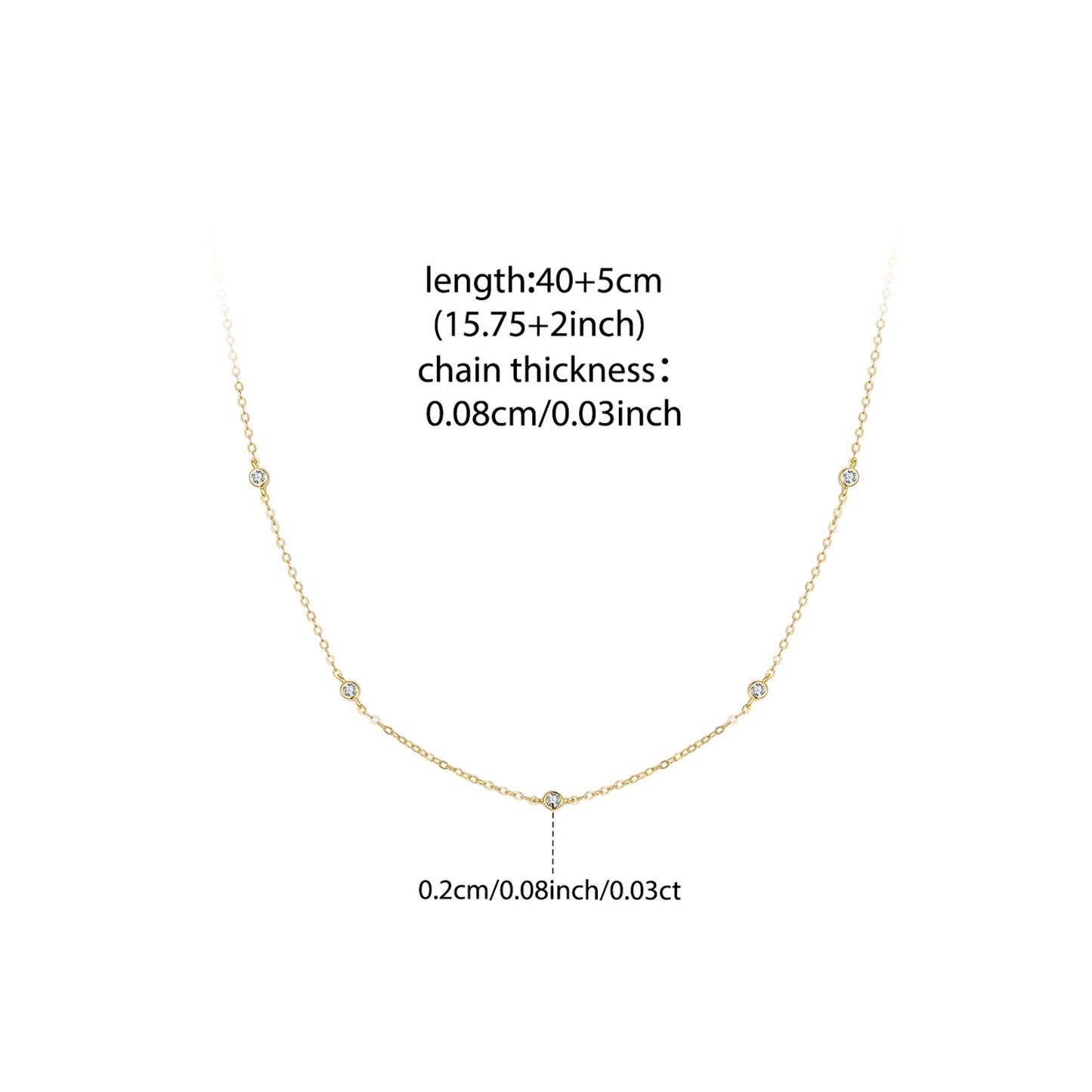 Moissanite Station Chain Necklace 925 Sterling Silver