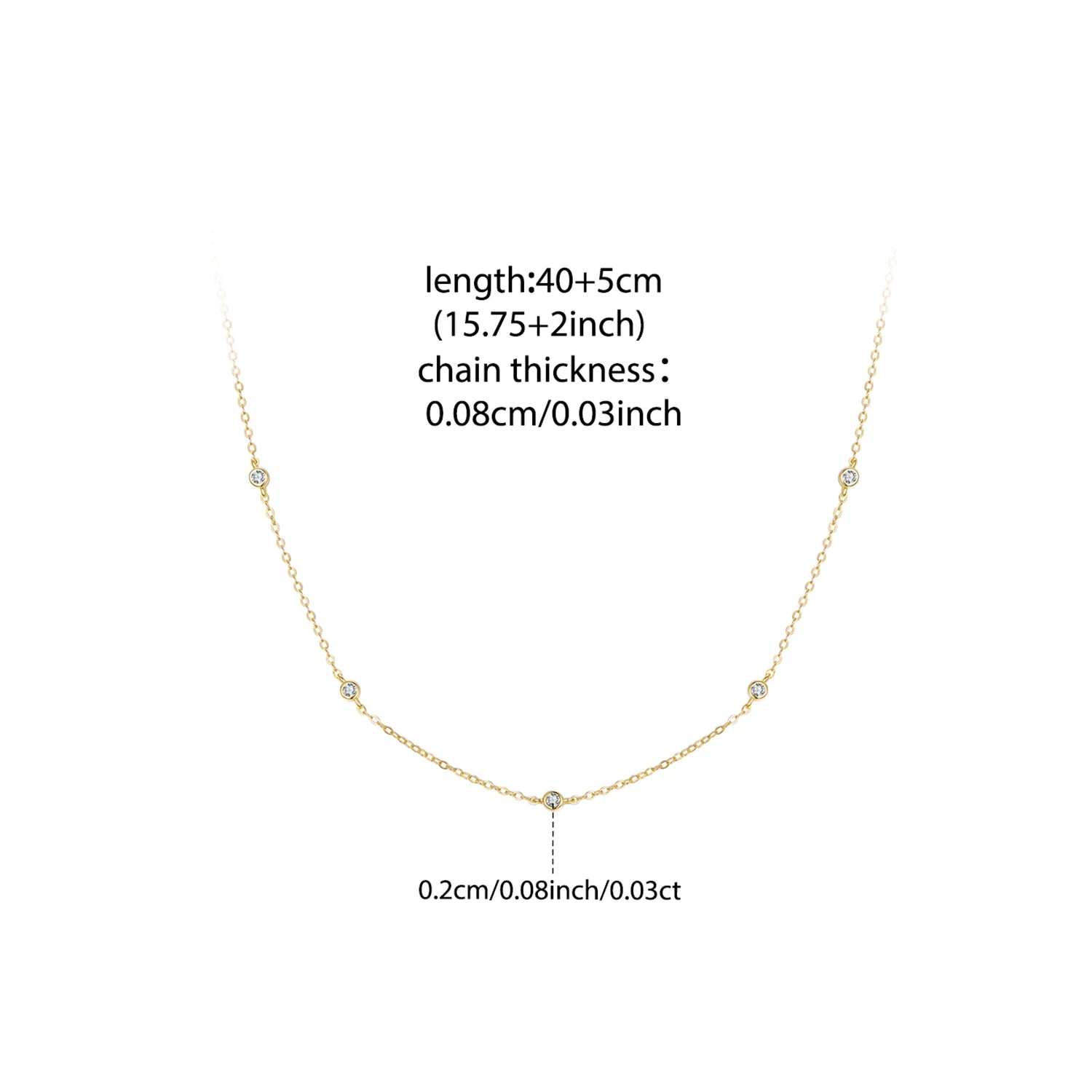 Moissanite Station Chain Necklace 925 Sterling Silver