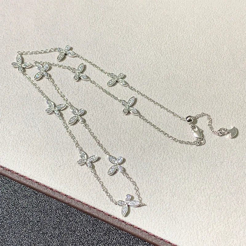 Moissanite Butterfly Pendant Necklace In Sterling Silver