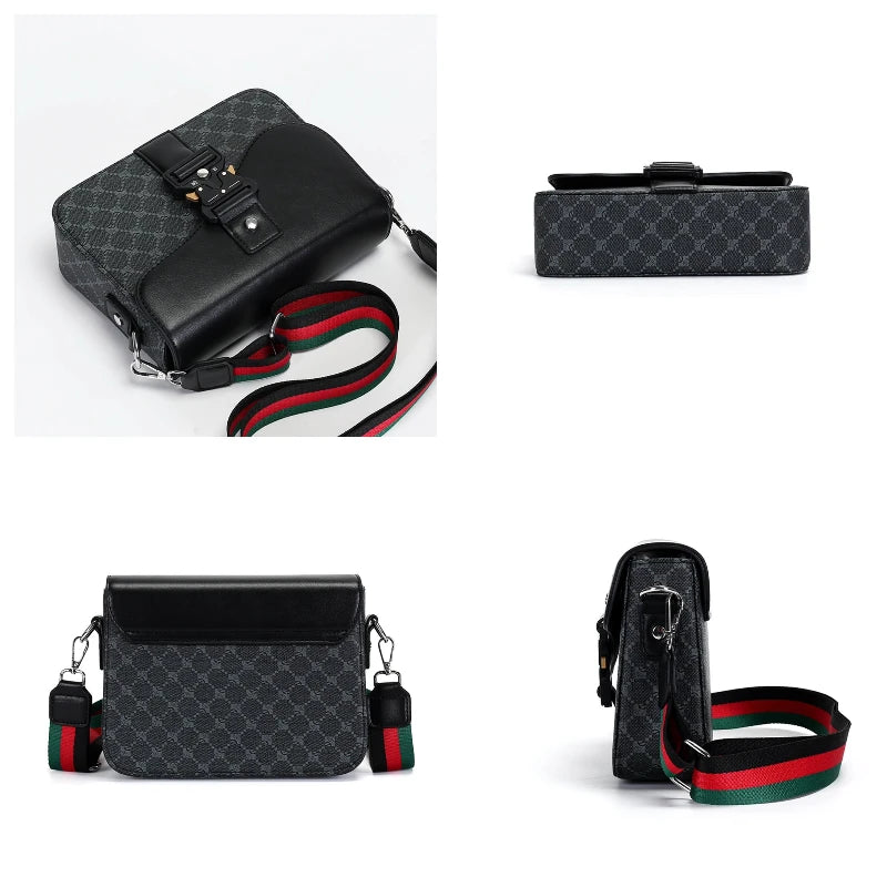 Men’s PU Crossbody Shoulder Bag With Jacquard Pattern