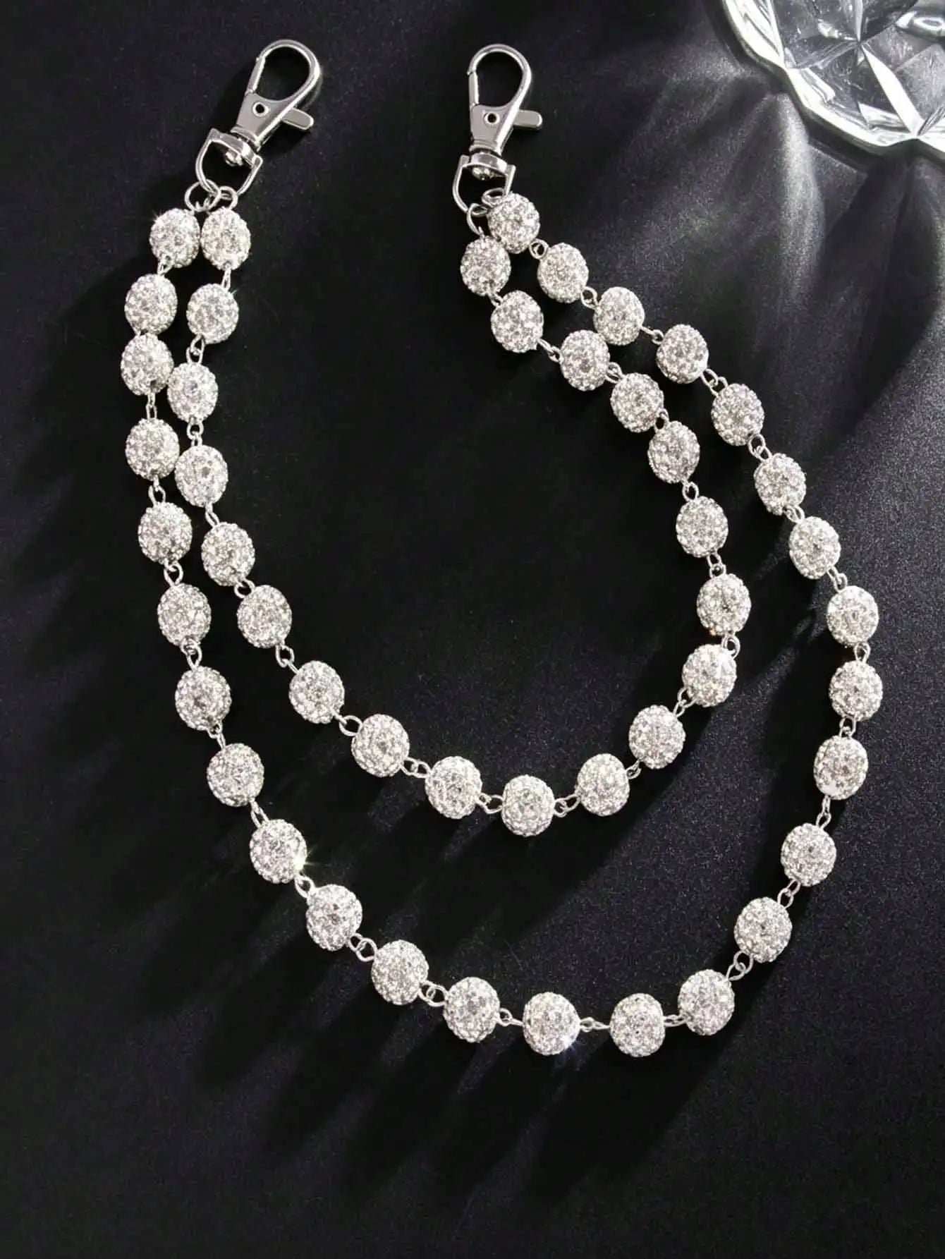 Rhinestone Double-Strand Jeans Chain Waist Accessory