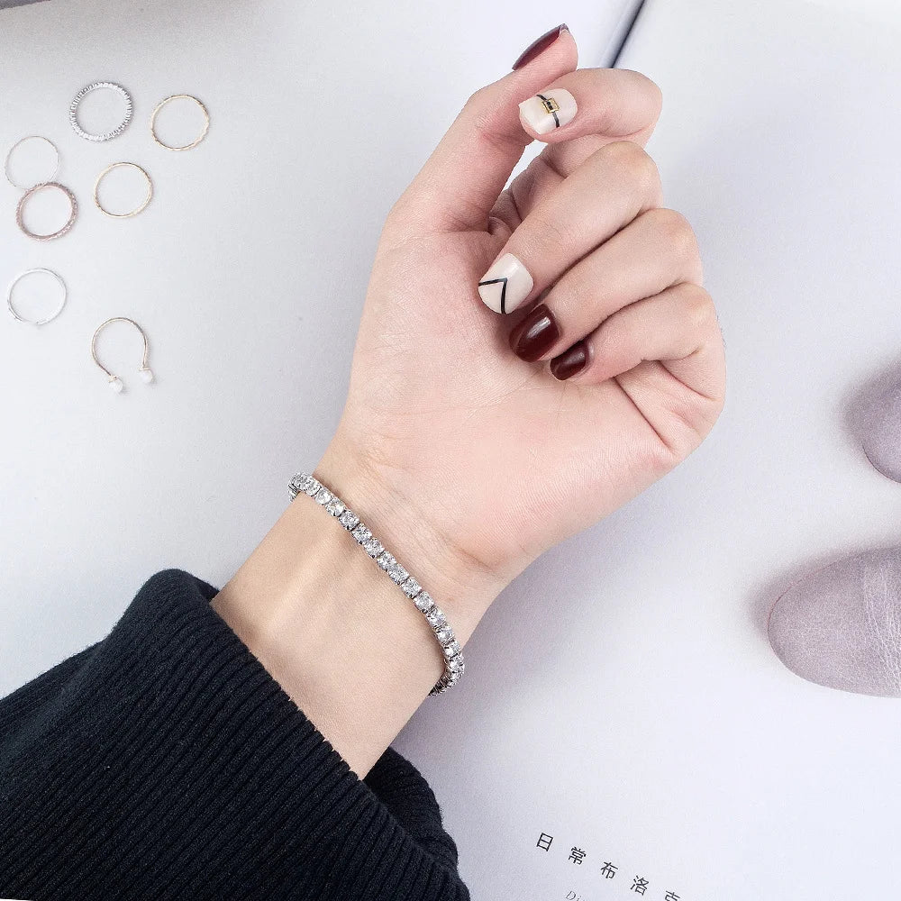 S925 Sterling Silver Zircon Charm Bracelet For Women
