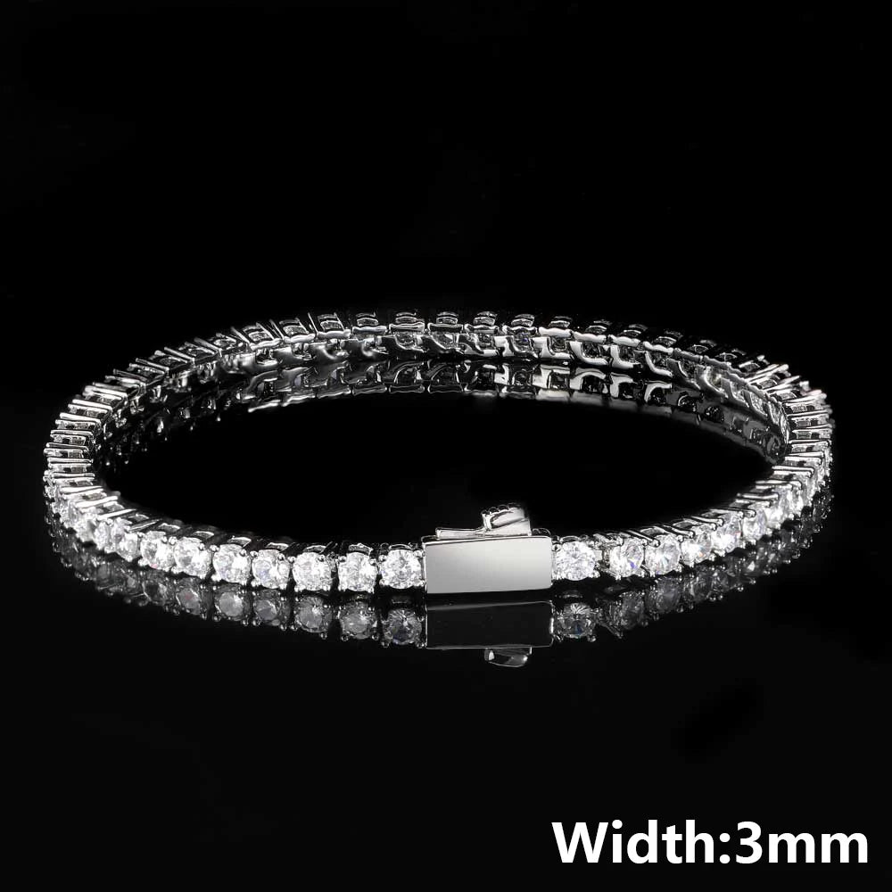 Hip Hop Iced Out CZ Tennis Bracelet Star Chain Jewelry