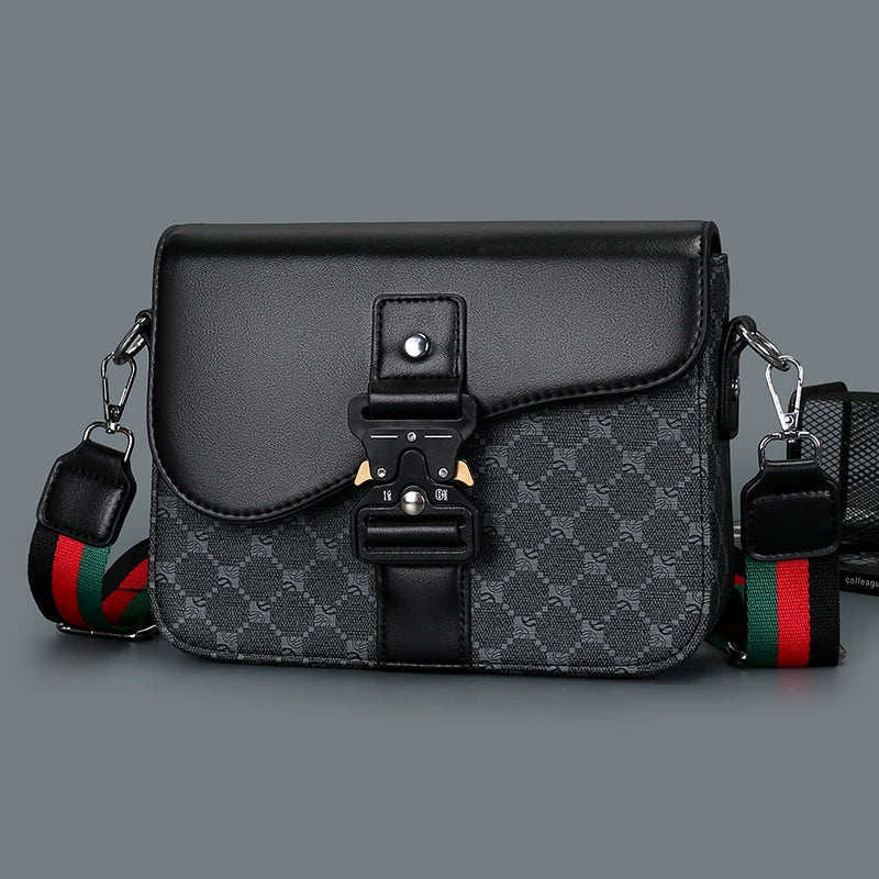 Men’s PU Crossbody Shoulder Bag With Jacquard Pattern