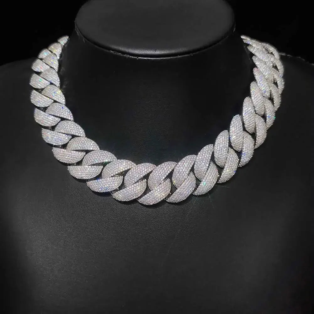 Iced Out Cuban Link Chain Necklace With 5A CZ Stones