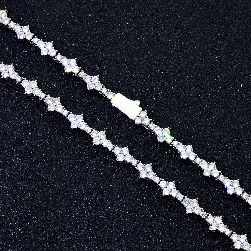 Hip Hop Iced Out CZ Tennis Bracelet Star Chain Jewelry