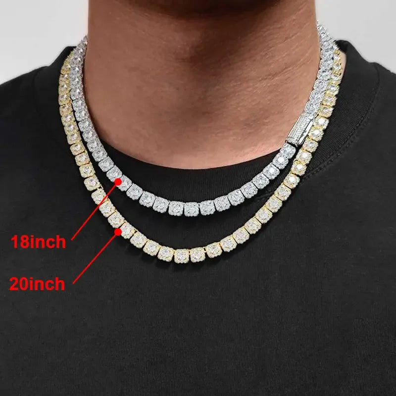 Clustered Tennis Chain Cuban Link Necklace With CZ