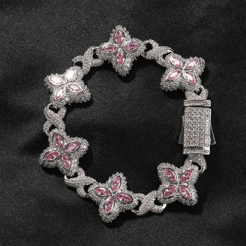 Floral Zircon Chain Bracelet – Colorful Crystal Jewelry