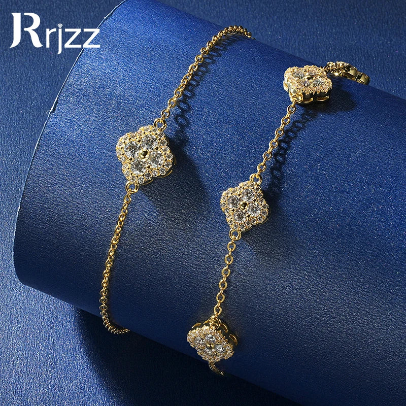Moissanite Clover Link Bracelet – D Color VVS1 Sparkle