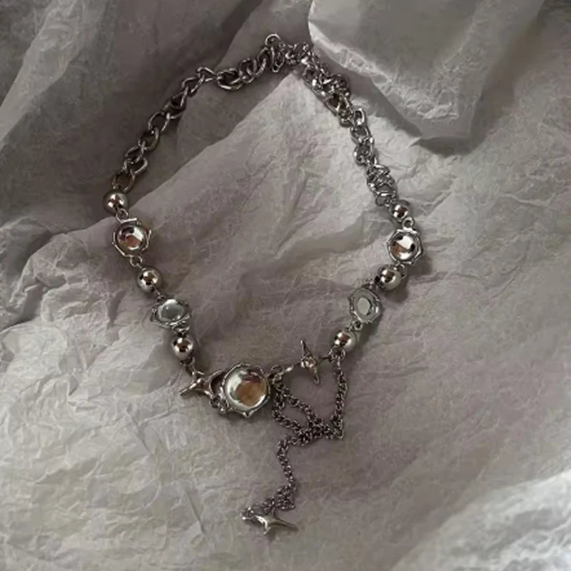 Y2K Star Pendant Chain Necklace Set For Men And Women