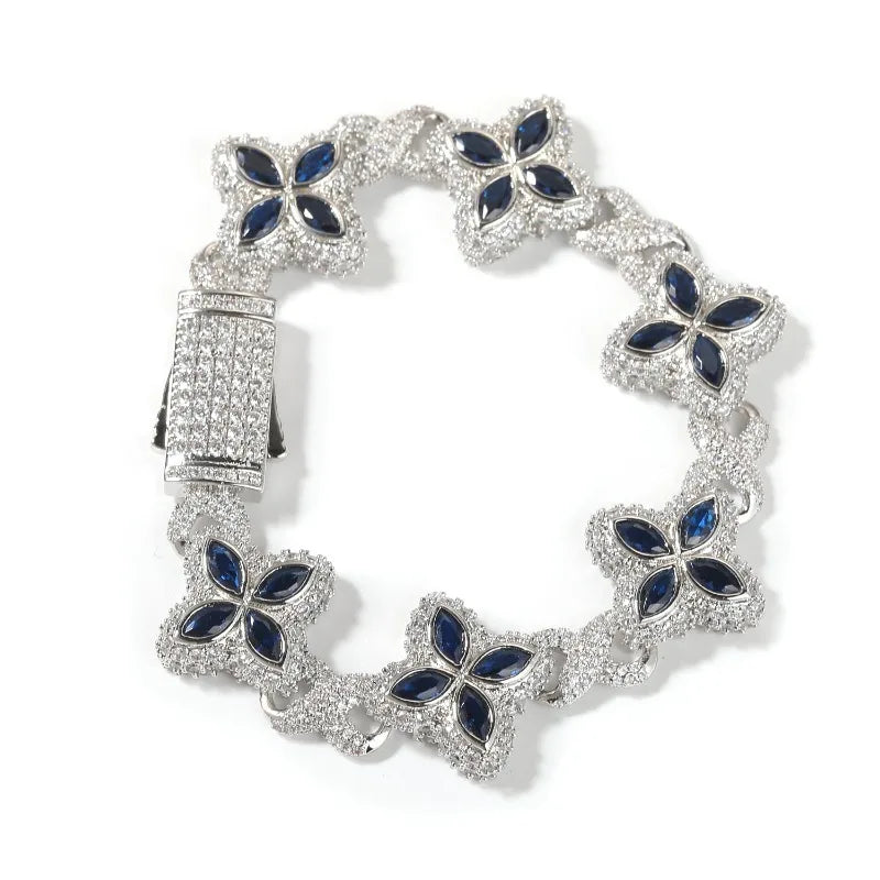 Floral Zircon Chain Bracelet – Colorful Crystal Jewelry