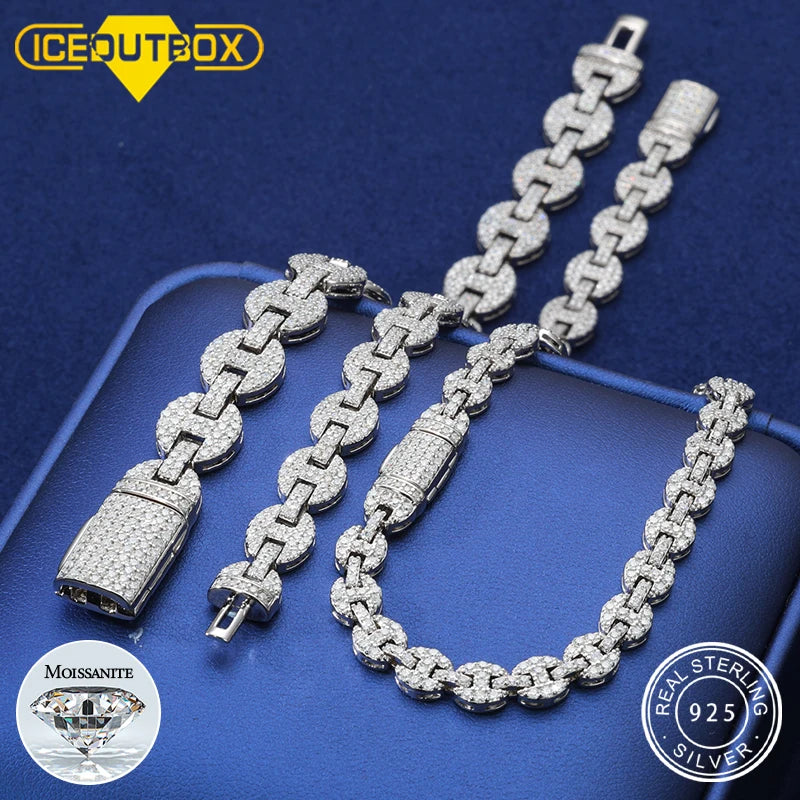 925 Sterling Silver Pig Nose Chain – Moissanite Iced Out