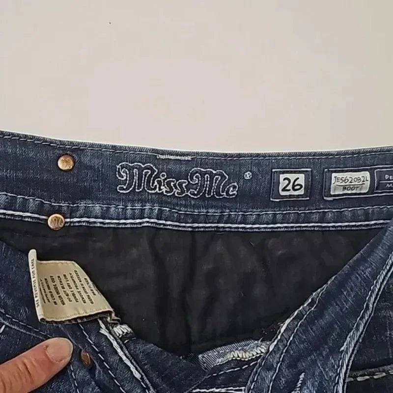Women’s Y2K Wide Leg Jeans With Embroidered Back Pockets
