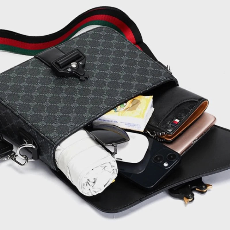 Men’s PU Crossbody Shoulder Bag With Jacquard Pattern