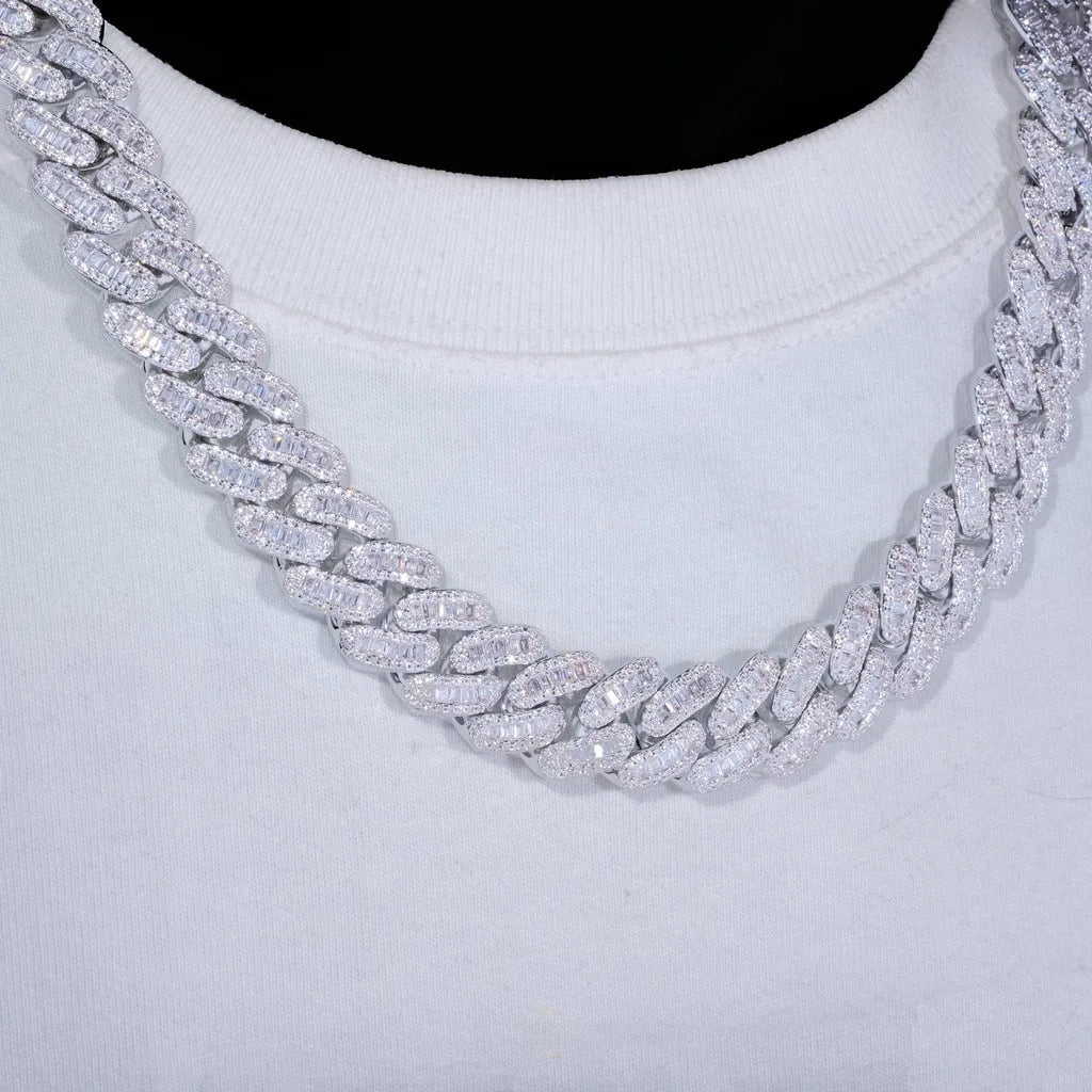 15mm Iced Cuban Link Necklace With Hand-Set Zircon