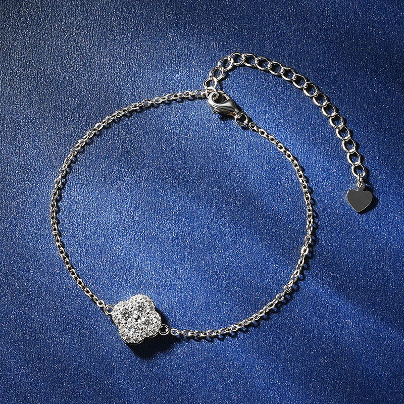 Moissanite Clover Link Bracelet – D Color VVS1 Sparkle