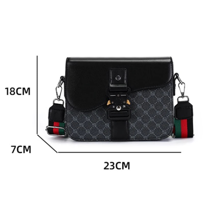 Men’s PU Crossbody Shoulder Bag With Jacquard Pattern