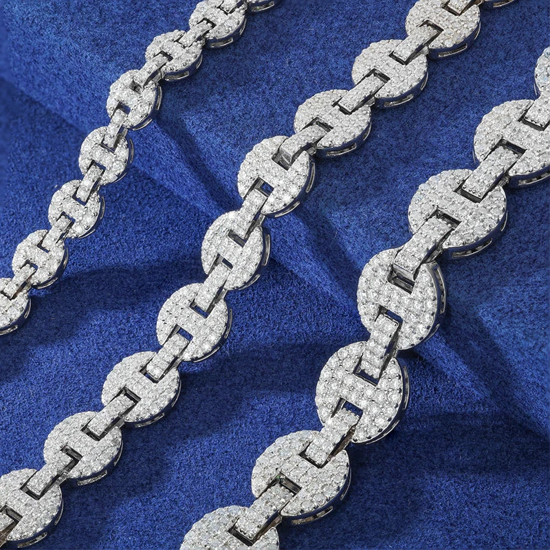 925 Sterling Silver Pig Nose Chain – Moissanite Iced Out