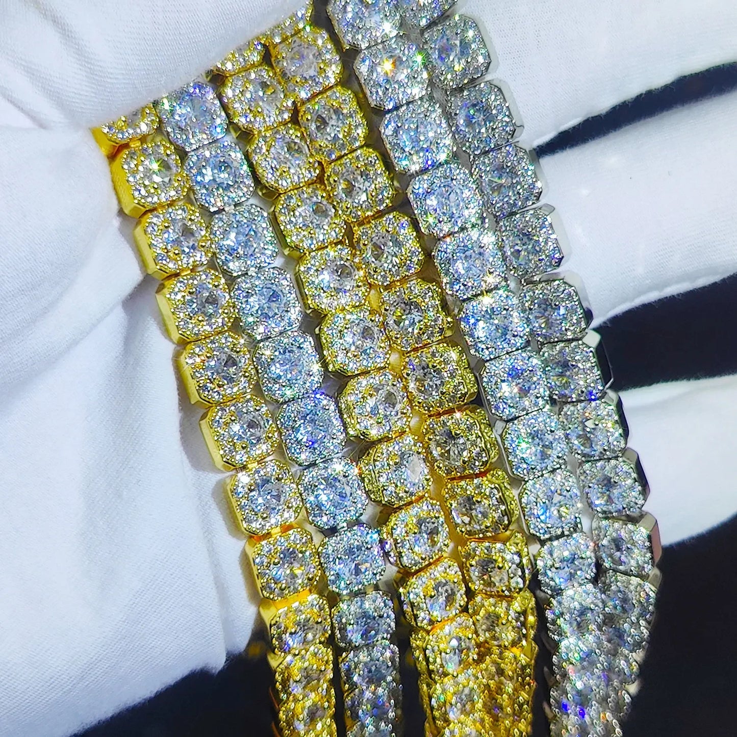 Clustered Tennis Chain Cuban Link Necklace With CZ