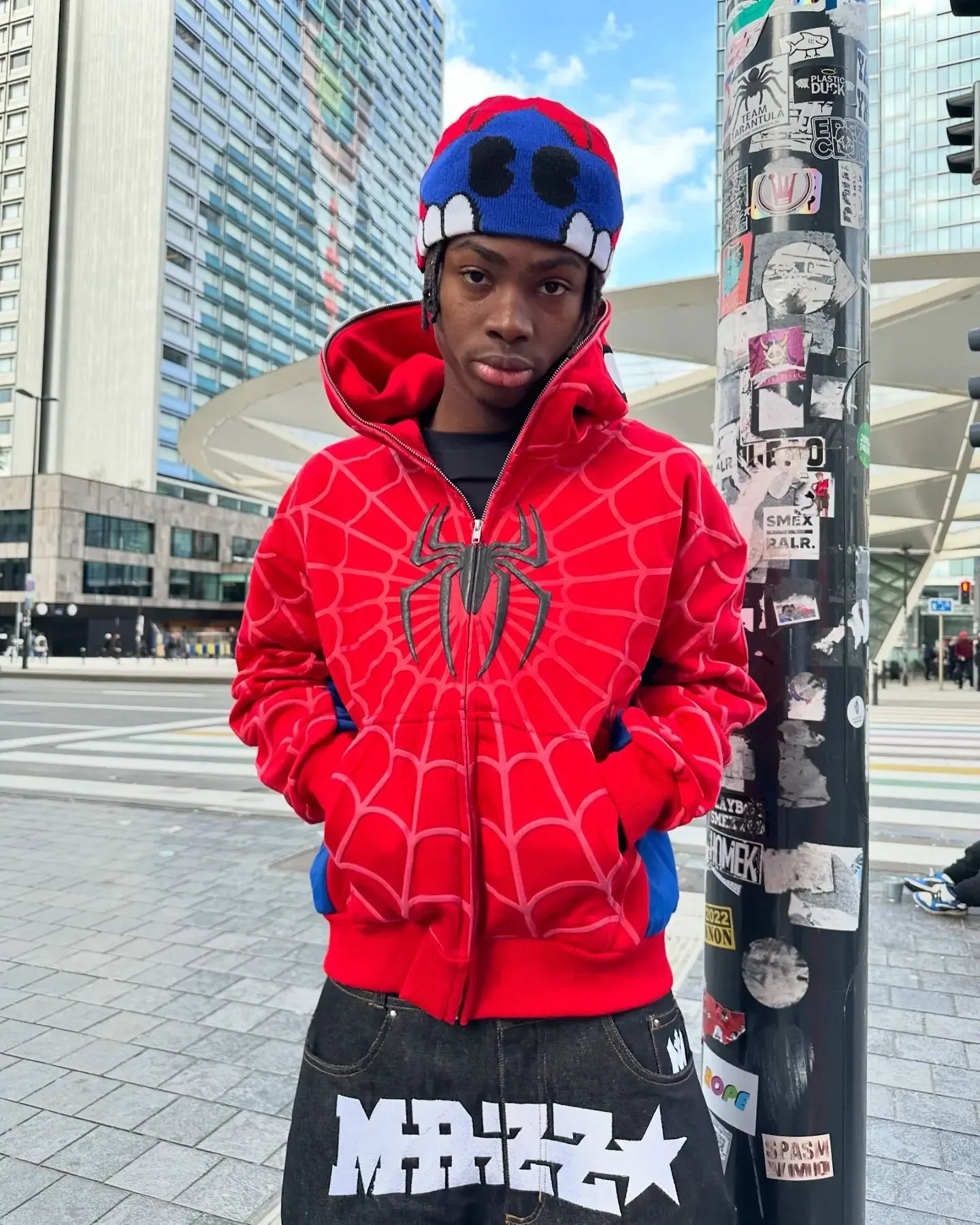 Y2K Gothic Spider Zip Hoodie – Oversized Streetwear