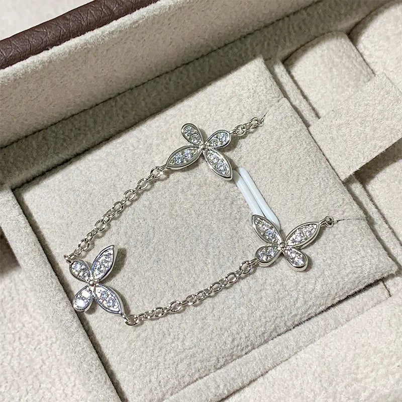 Moissanite Butterfly Pendant Necklace In Sterling Silver
