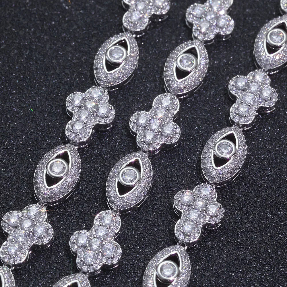 Bling Eye Cross Pendant Necklace With Cubic Zirconia