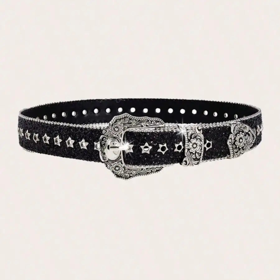Y2K Western PU Waist Belt With Star Studs For Women