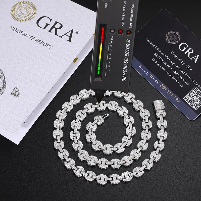 925 Sterling Silver Pig Nose Chain – Moissanite Iced Out