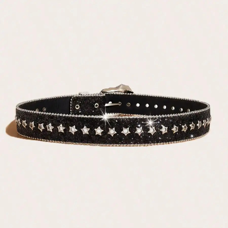 Y2K Western PU Waist Belt With Star Studs For Women