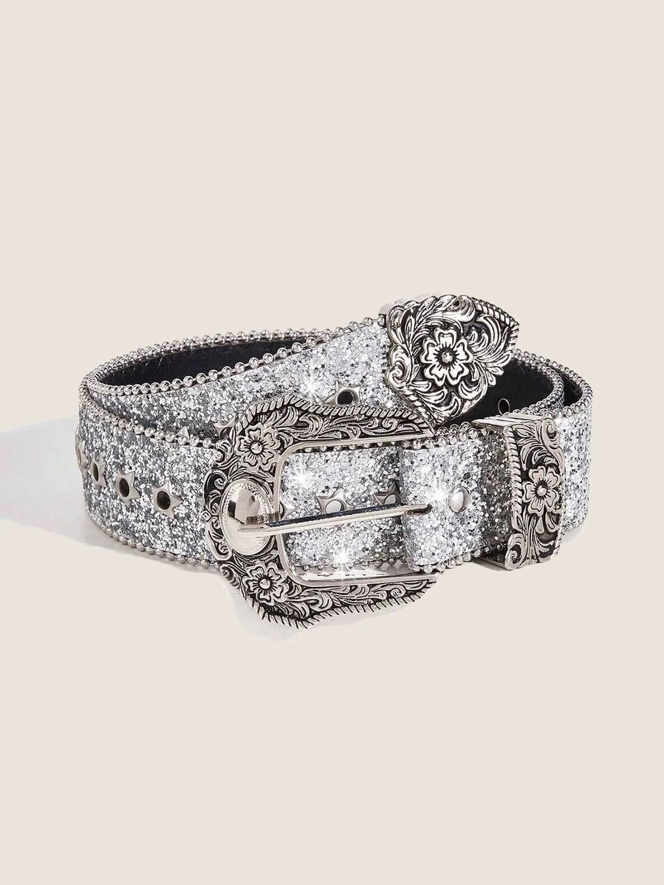 Y2K Western PU Waist Belt With Star Studs For Women